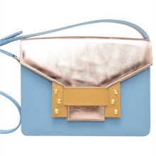 Metallic Shoulder Handbag Sky Camel