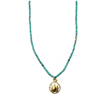 Turquoise Big Lotus Talisman Necklace