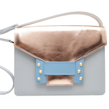 Metallic Shoulder Handbag Pumice Sky